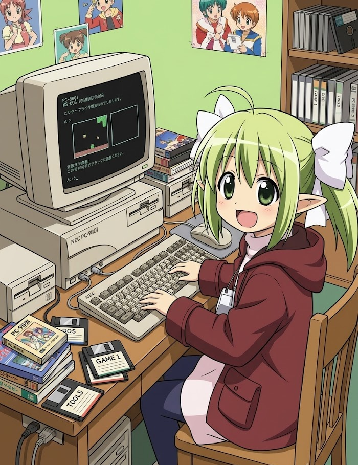 PC-9801を使う様子